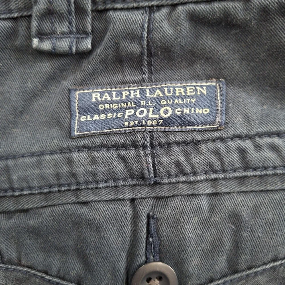 Vtg. Polo Ralph Lauren 90's Cargo Shorts sz 36 Heavy Cotton Navy classic‎ chinos